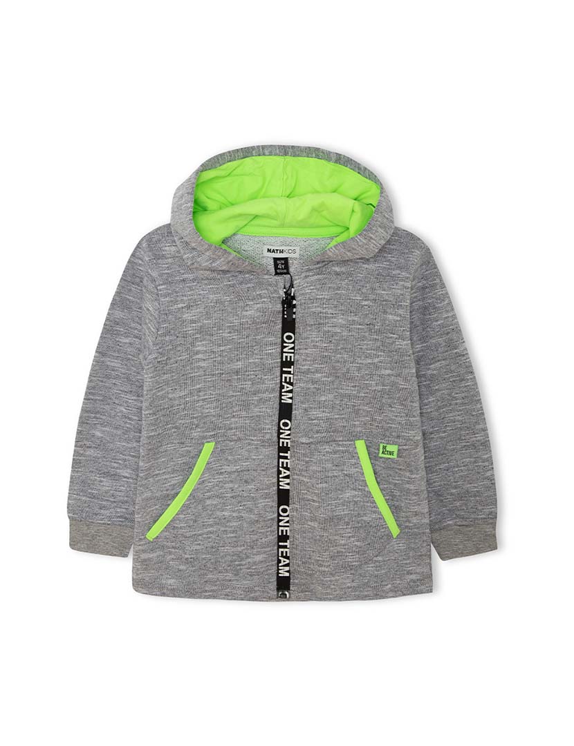 Nath Kids Grey and Green Cotton Jacket for Boys