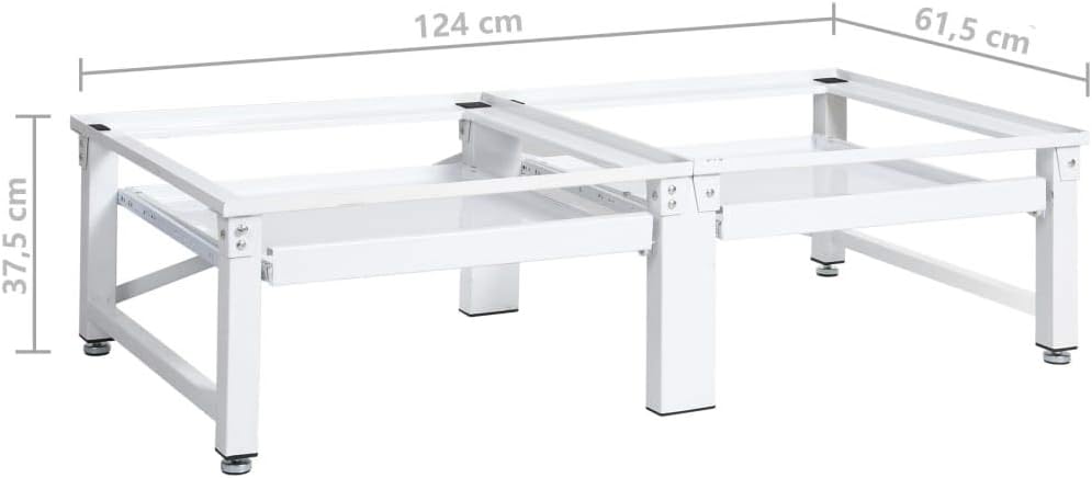 Tidyard Doppel Untergestell für Waschmaschine und Trockner Sockel Podest Unterbau Erhöhung, 124 x 61,5 x 37,5 cm