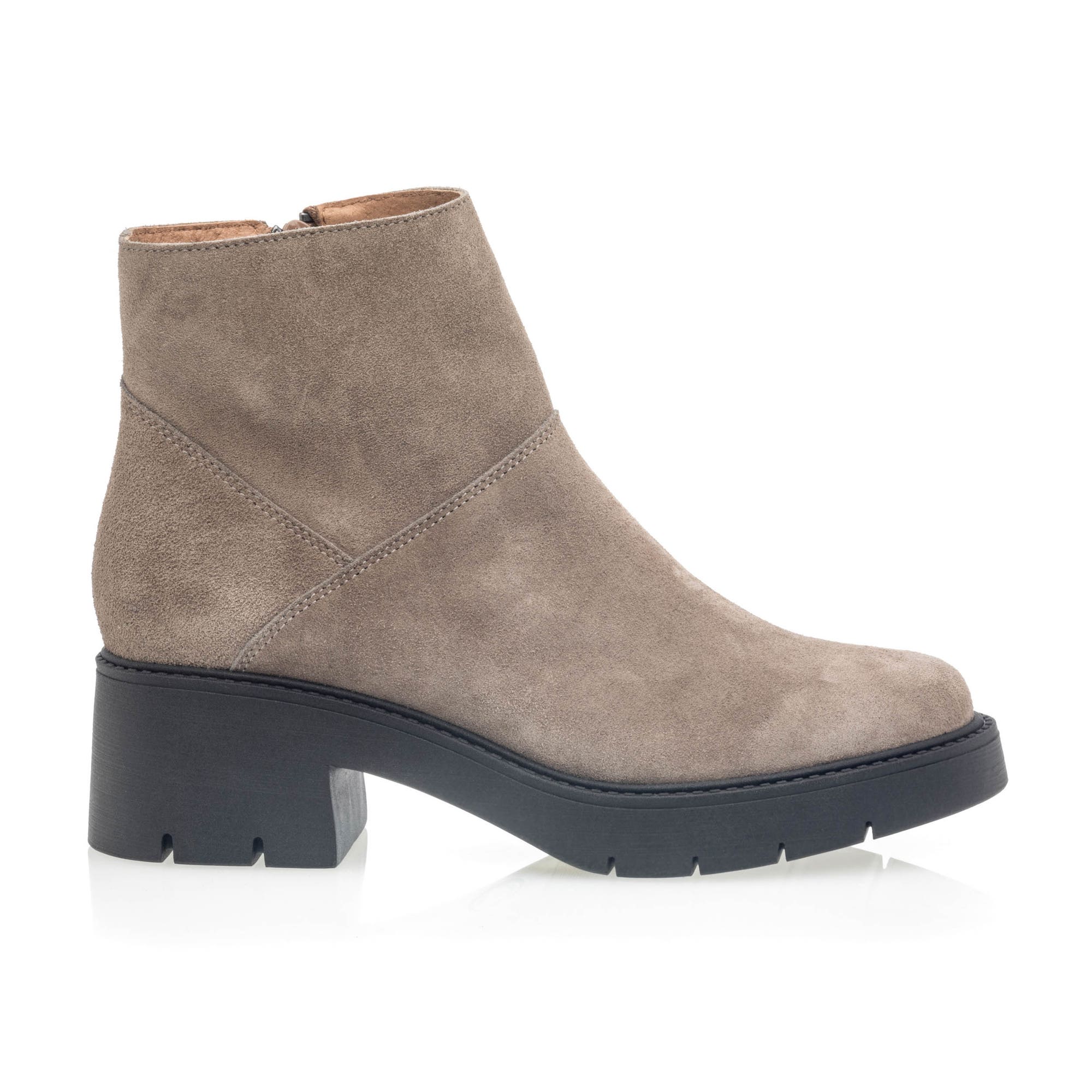 Boots à talon Femme en cuir taupe