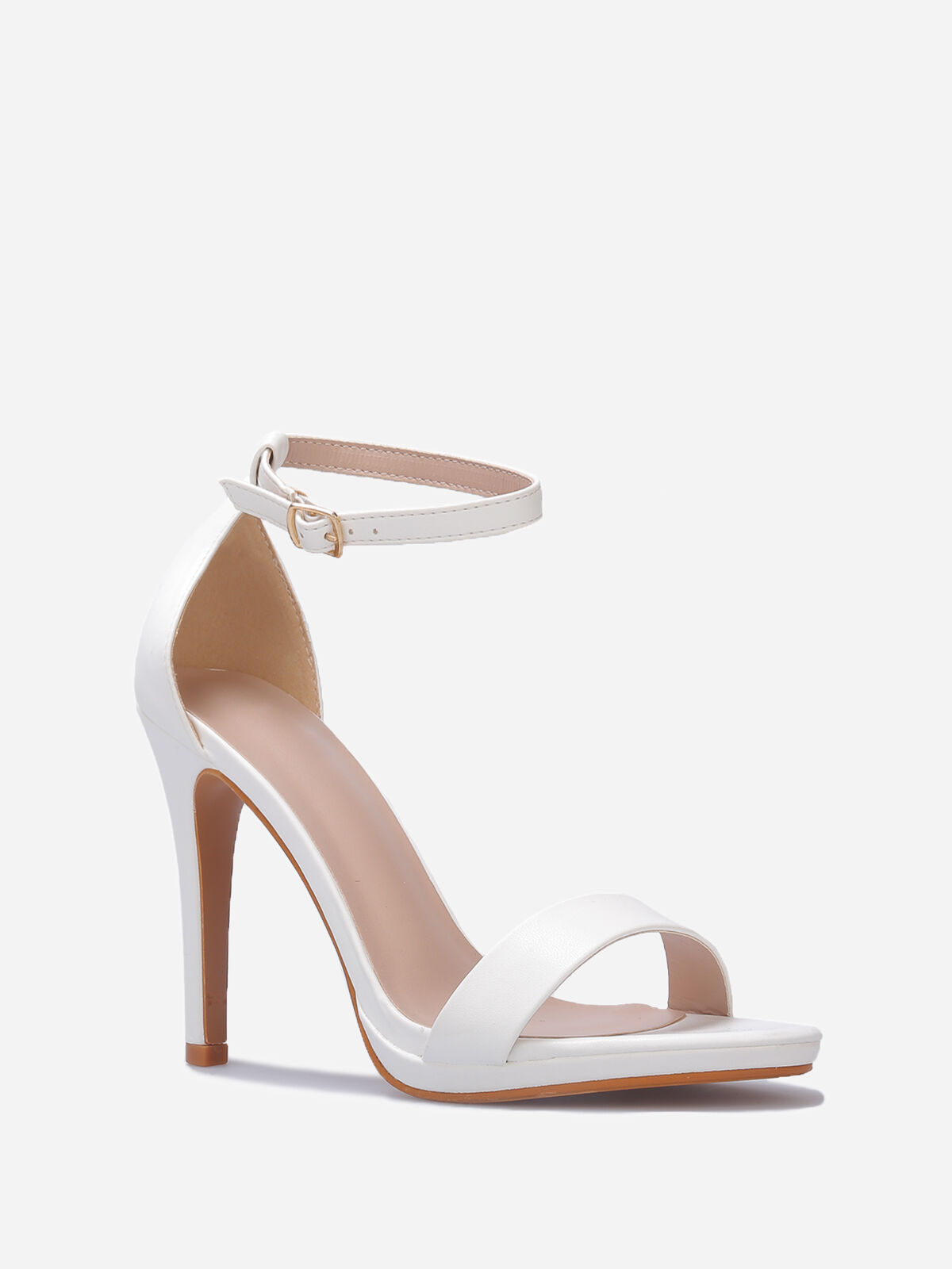 Sandales à talon fin et bride- Blanc