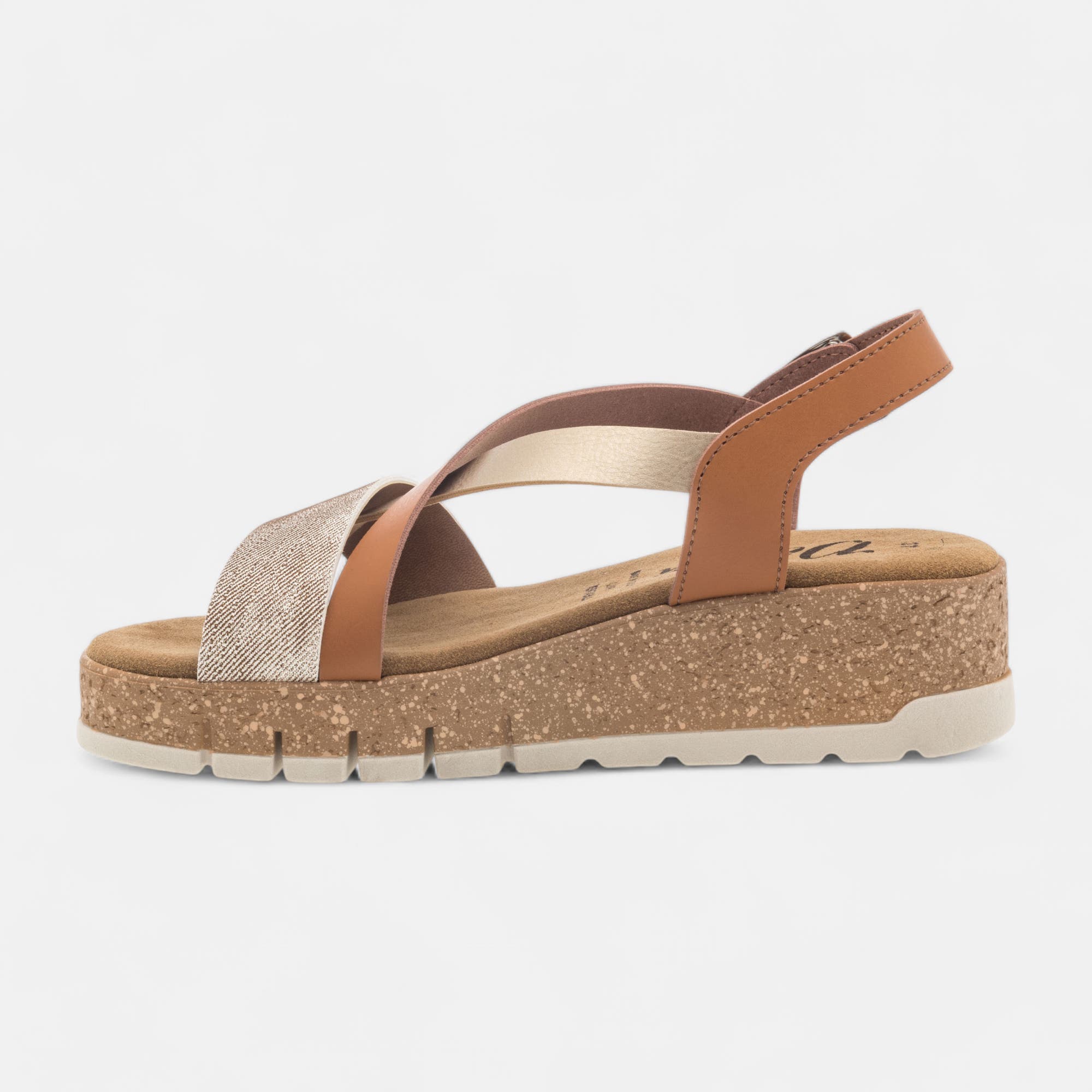 Sandales à talon compensé Femme cognac