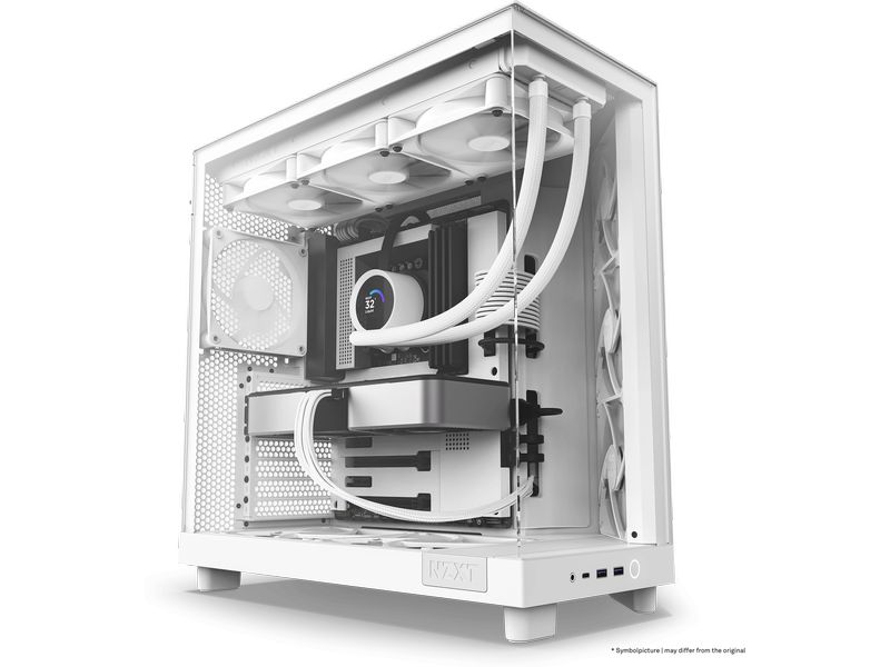 NZXT PC-Gehäuse H6 Flow Weiss Kompaktes Mid-Tower-Gehäuse mit hohem Luftstrom