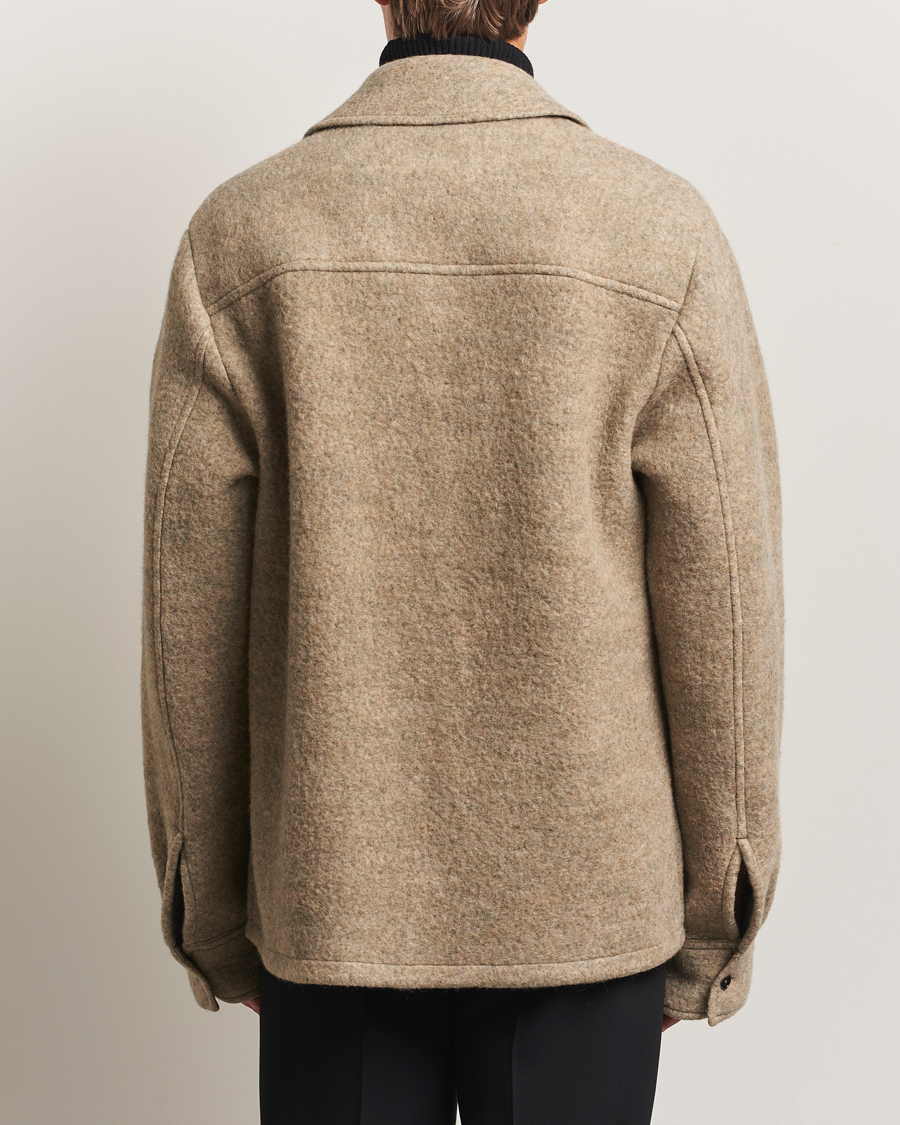 Jil Sander Felted Wool Shirt Jacket Beige