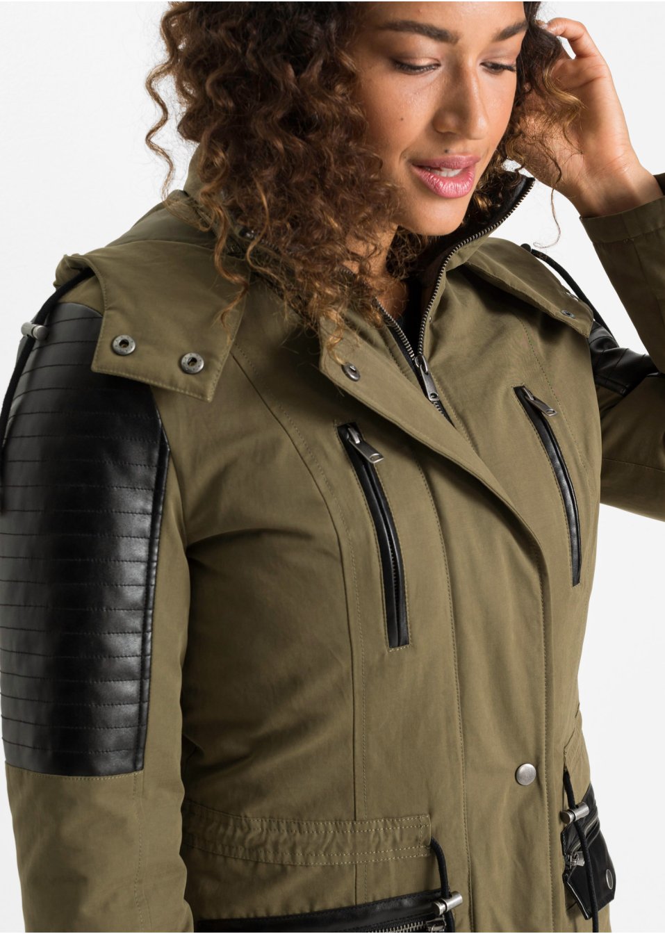 Parka à empiècements contrastants