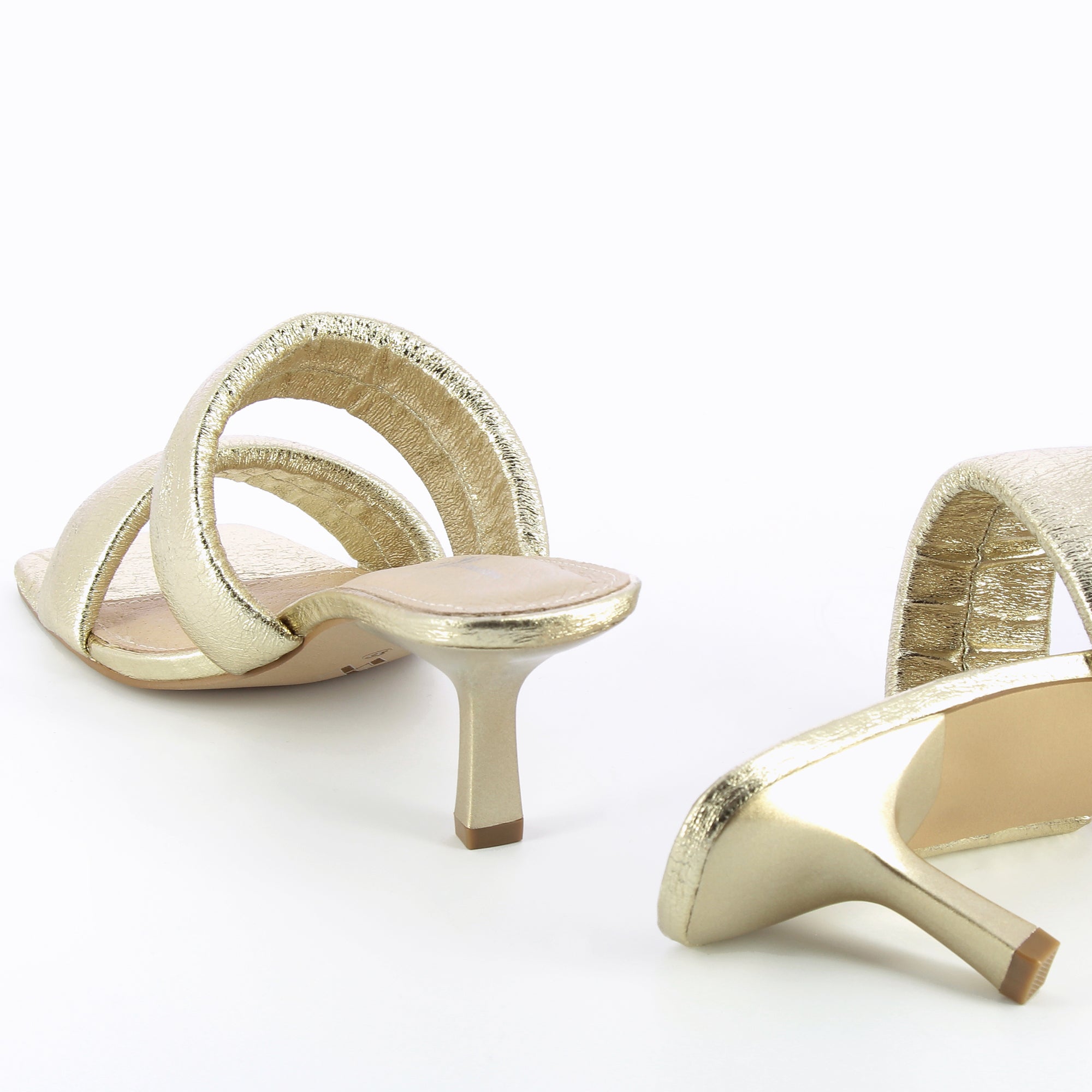 Sandales à talon, Compensées-Mules Elia or à brides rembourrées