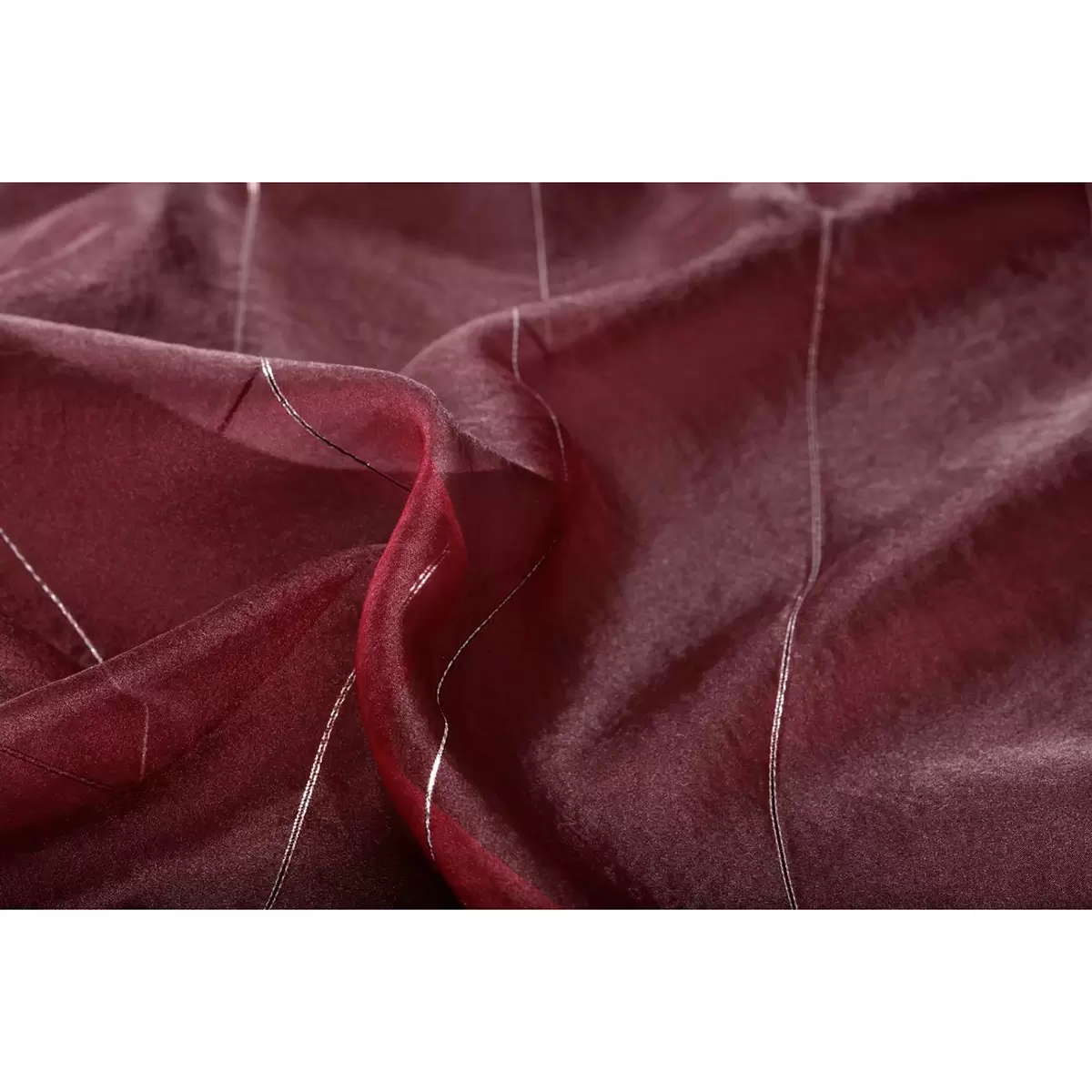 Tagvorhang Organza Stripe rot,silber