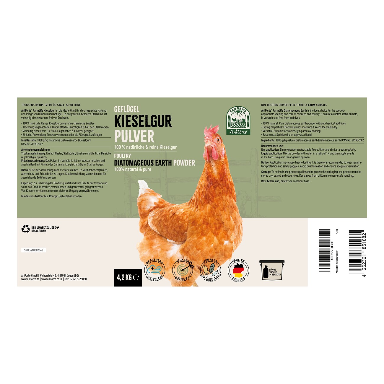 AniForte Kieselgur Pulver inkl. Stäuberflasche 4,2 kg
