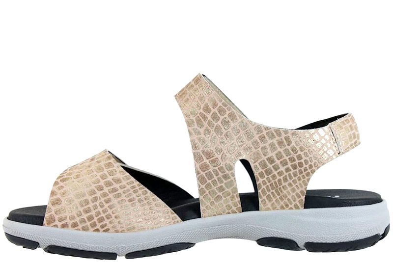 NEW FEET PRÆGET SANDAL I SØLVFARVET MIKROFIBER