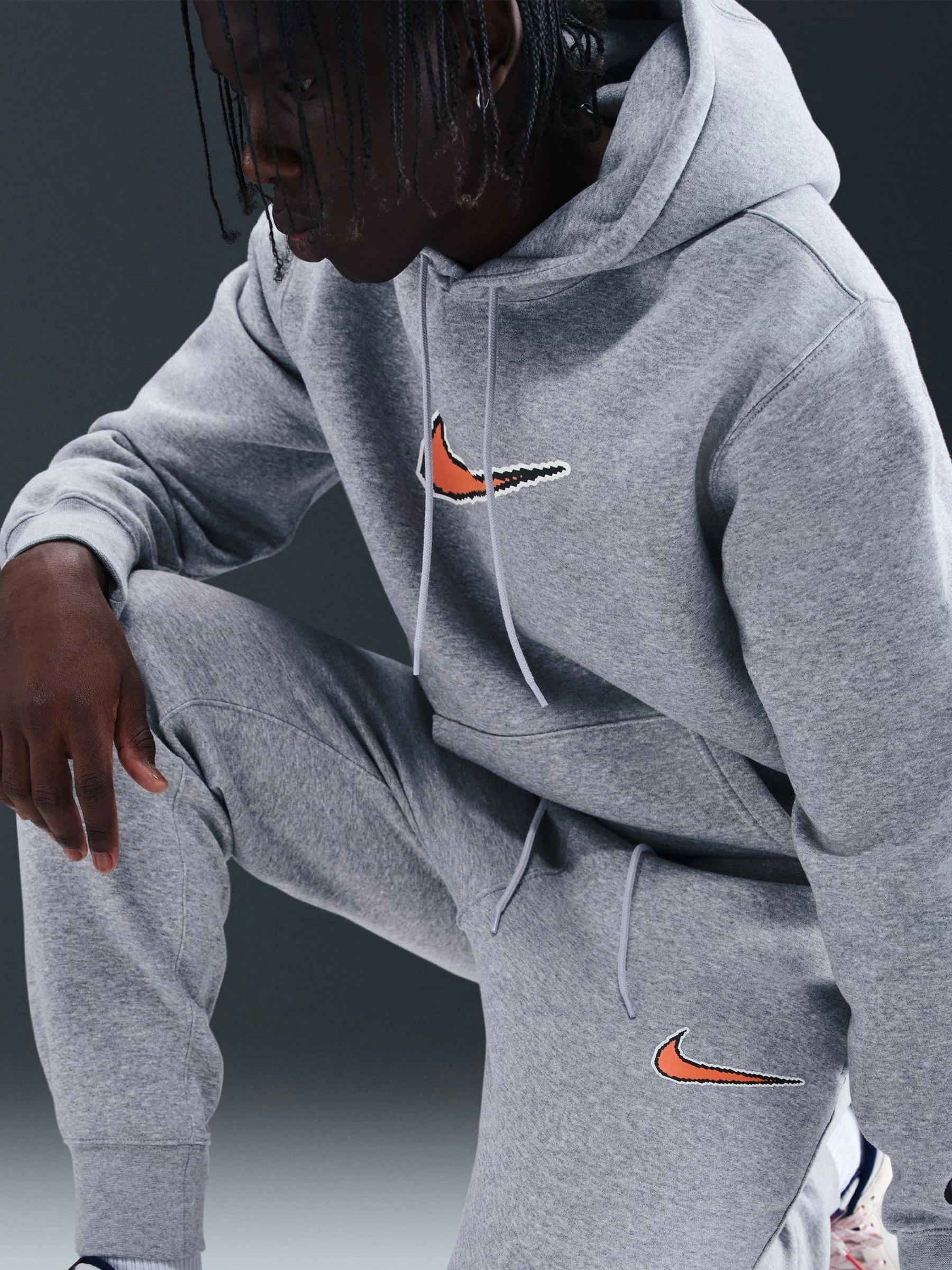Donkergrijs gemêleerd - Nike Mens Club Bb Gx Joggers