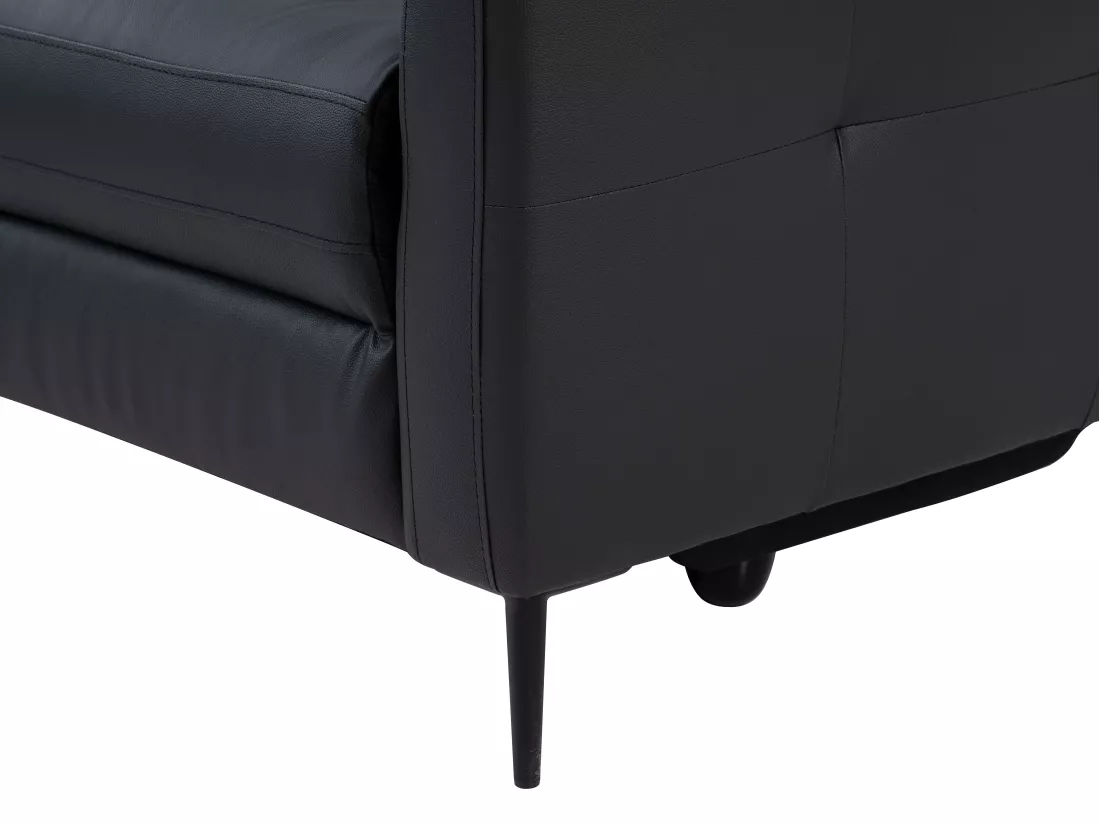 Canapé d'angle gauche relax électrique en cuir noir FUSETA