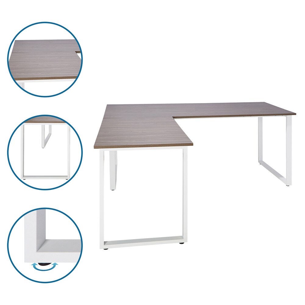 Eckschreibtisch WORKSPACE XL I Melaminharzbeschichtete Spanplatte, Gestell pulverbeschichteter Stahl hjh OFFICE