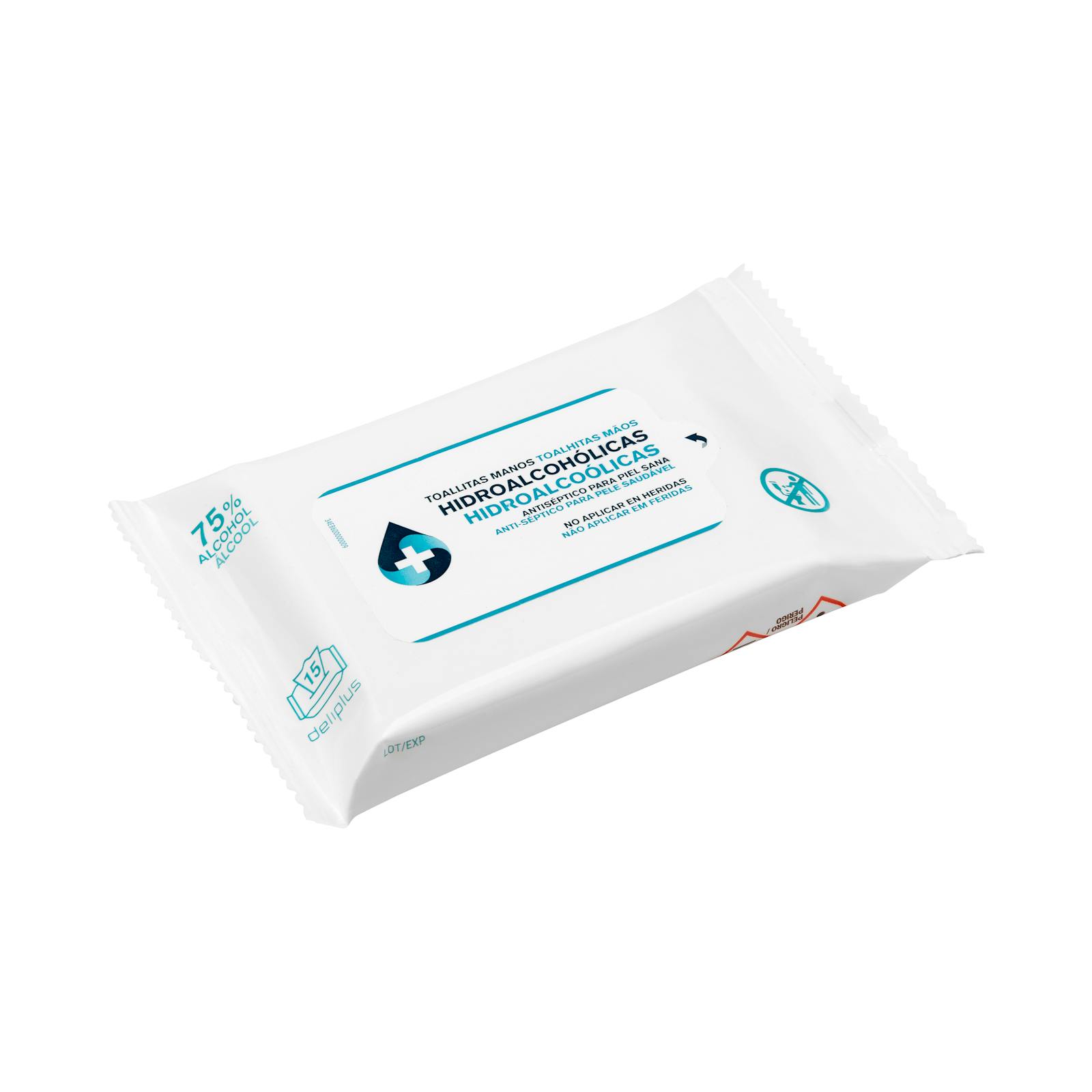 Lingettes hydroalcooliques pour les mains Deliplus 75 % d'alcool