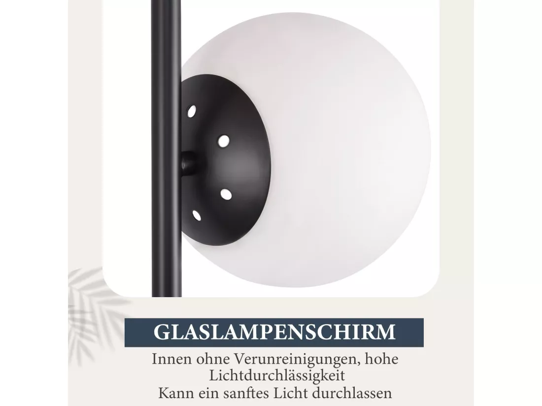 NETTLIFE Lampadaire noir - Moderne Lampadaire Salon à 3 flammes avec interrupteur à pied Métal Design Verre E27 Industriel Vintage Lampe de sol