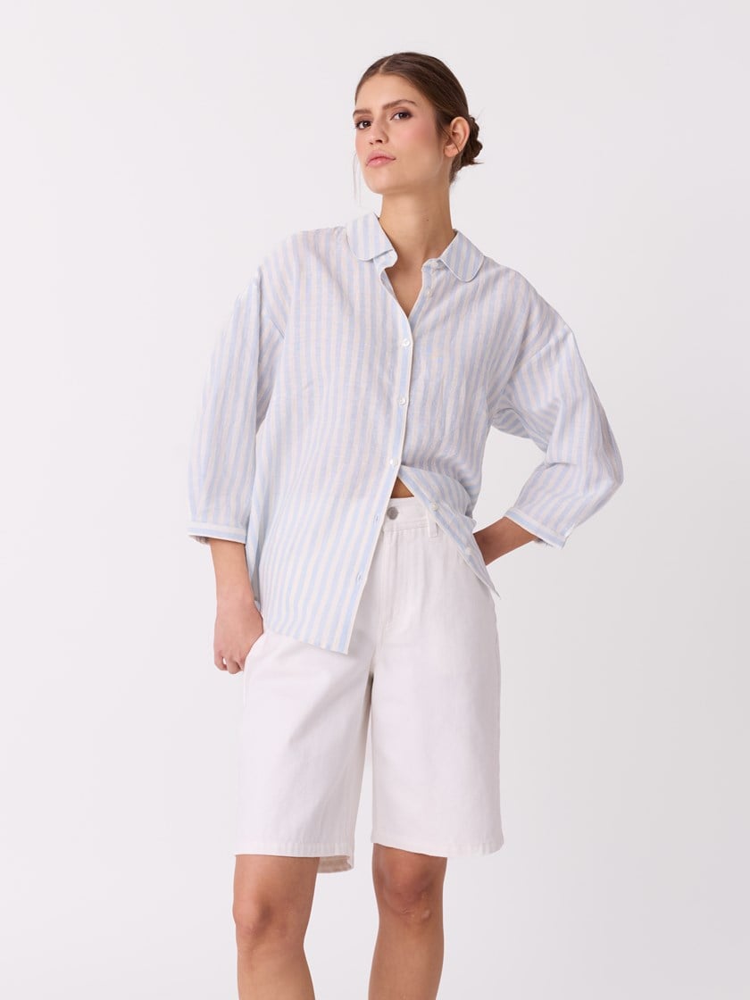 Brith stripet bluse Chambray Blue