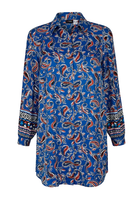 Longbluse, Paisley-Print, Langam mit Bordüre