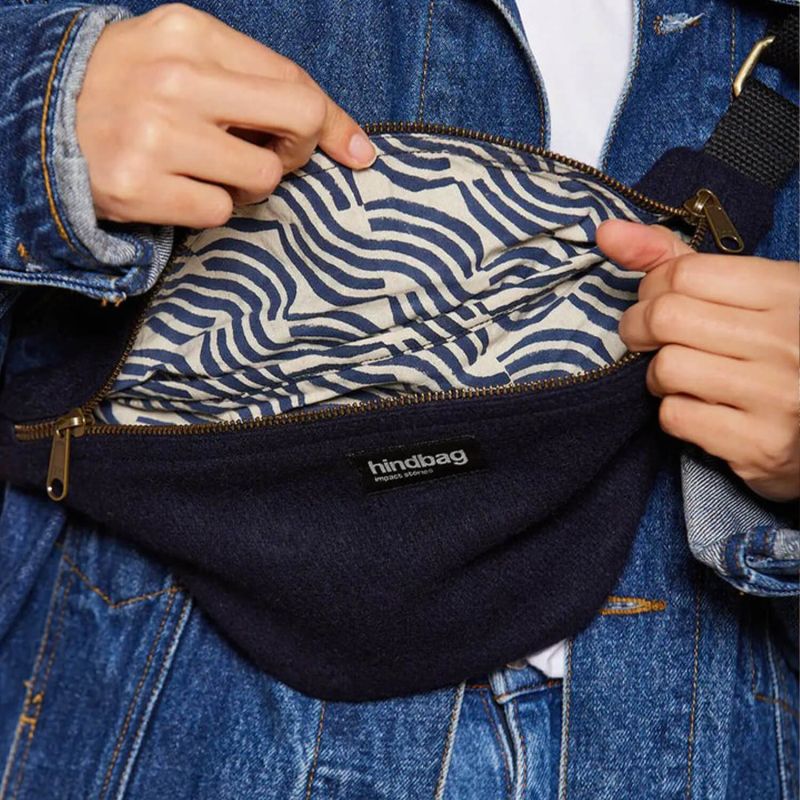 Sac banane Olivia 32 cm Laine Marine