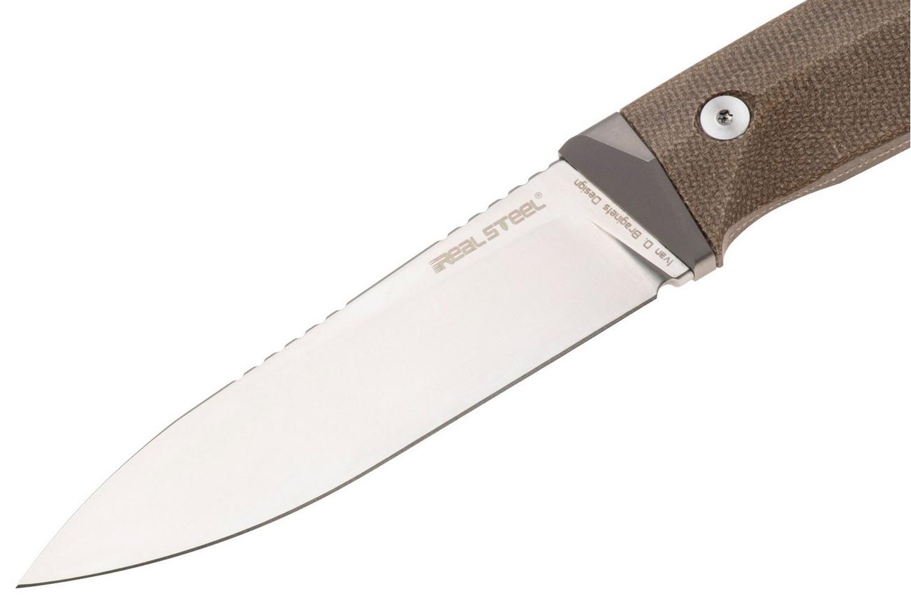 Real Steel Black Thorn 3621NM, Satin K110, Natural Micarta vaststaand mes, Ivan Braginets design