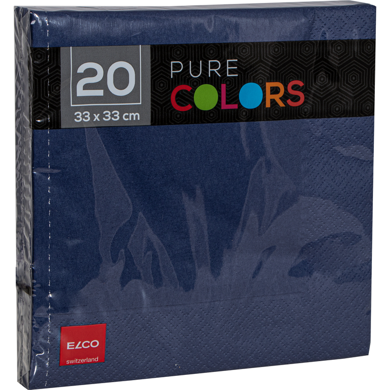 Elco Servietten Pure Colors, 33 x 33 cm, 1/4-Falz, dunkelblau, 20 Stück