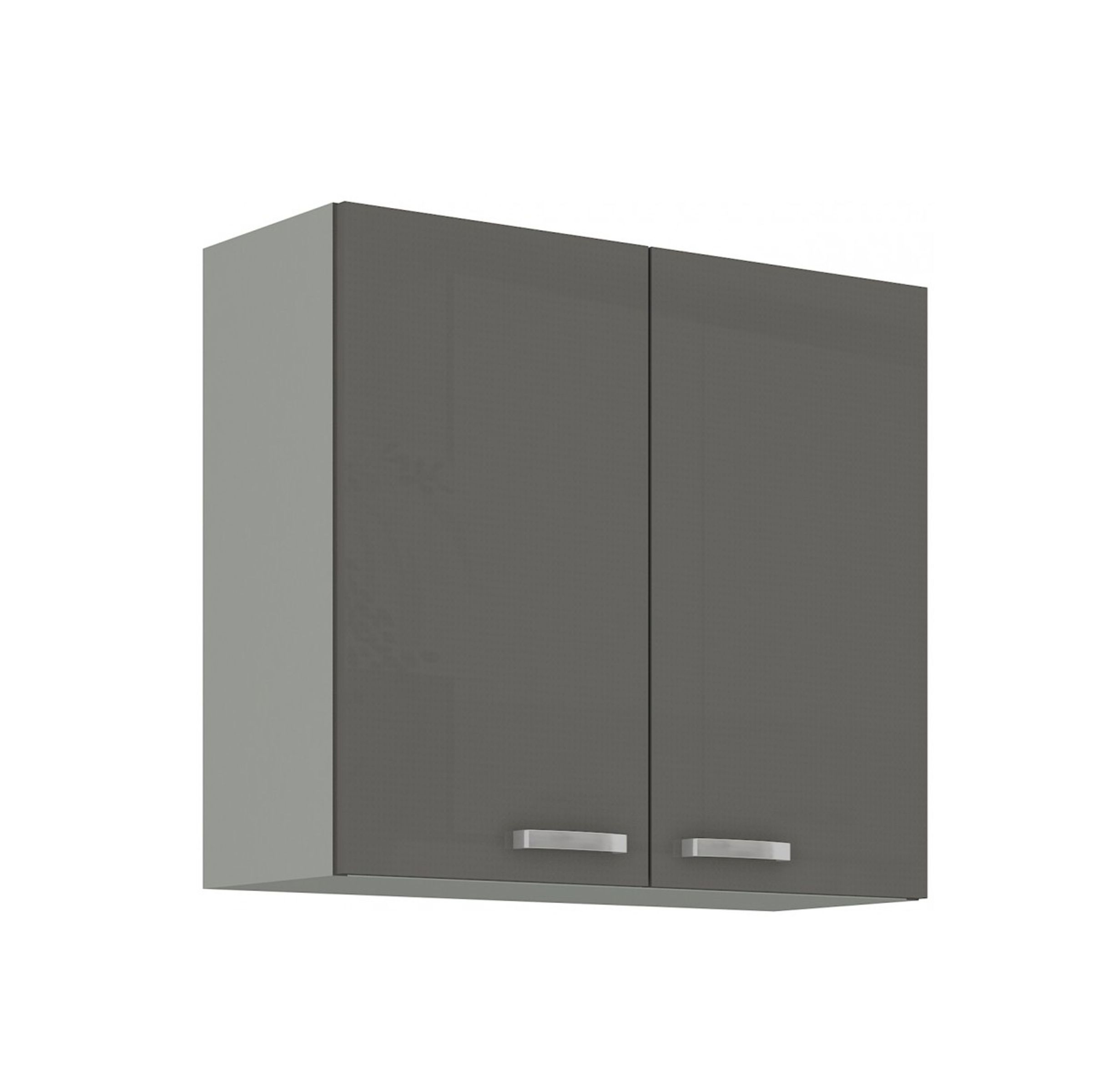 Küchen Hängeschrank 80 Hochglanz Grau Küchenzeile Küchenblock Küche Grey Bianca