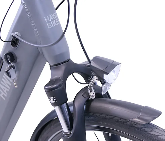 HAWK Bikes E-Bike Damen »eCity Wave Integrated Lady STEPS«, grau, 28 Zoll, 44-cm-Rahmen