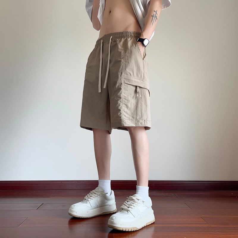 Breeson - Hoge taille, effen, wijde cargoshorts