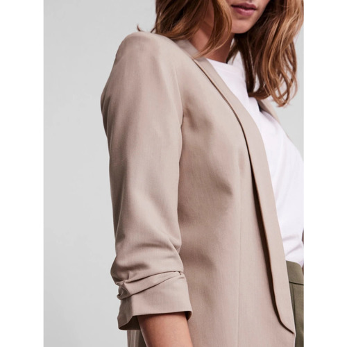 Pieces - Americana beis con mangas fruncidas Beige