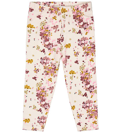 The New Siblings Leggings - TnsHerle - White Swan m. Blumen