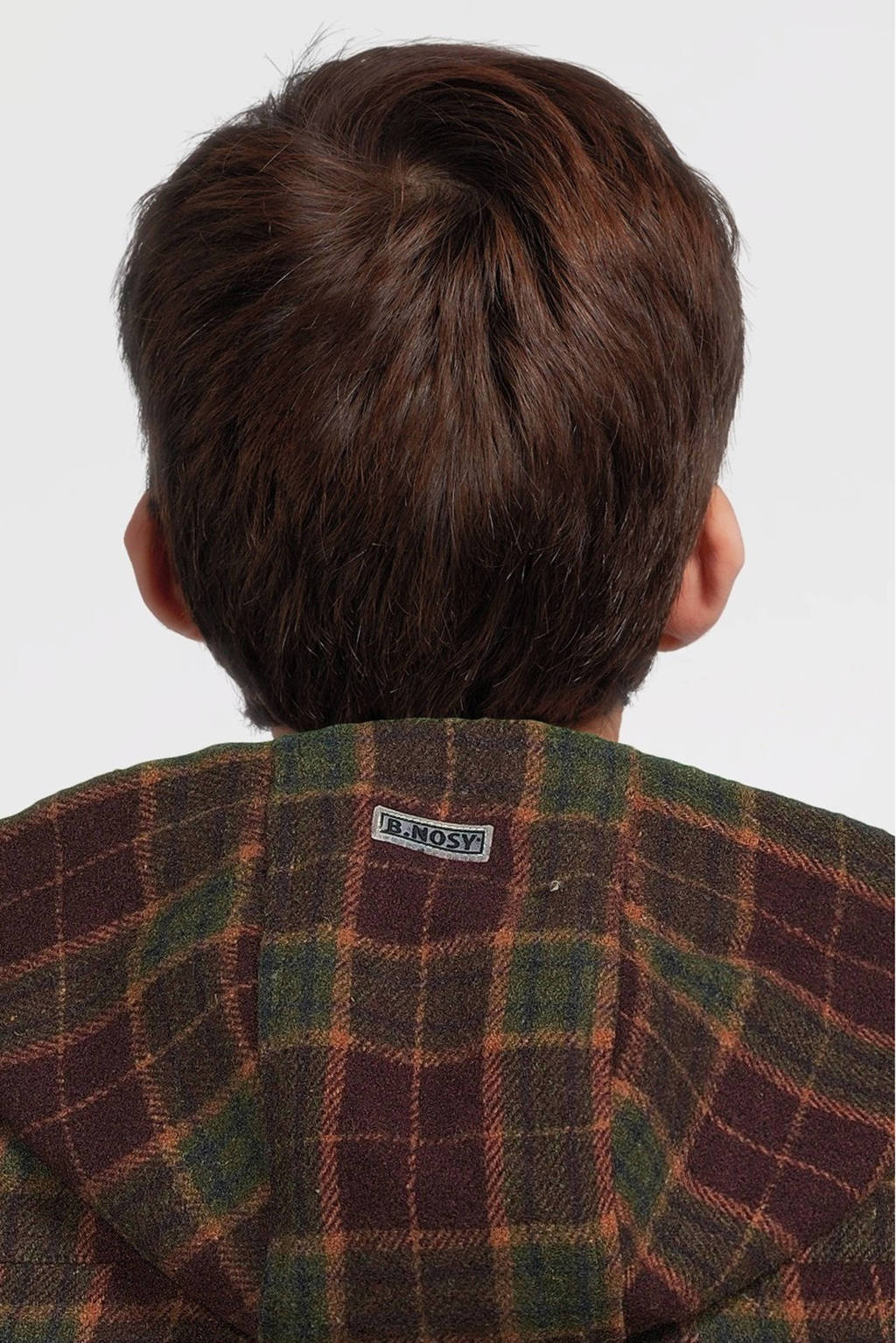 B.Nosy geruit overshirt Boaz met capuchon donkerrood/groen