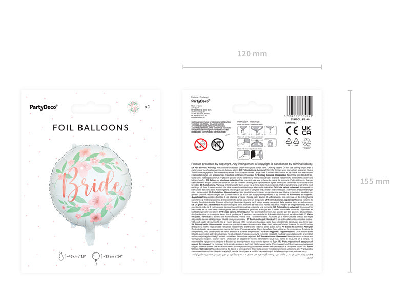 Helium Ballon Bride Bloemen Leeg 45cm
