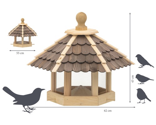 Voederhuisje met houten dakspanen 55x62x43 cm