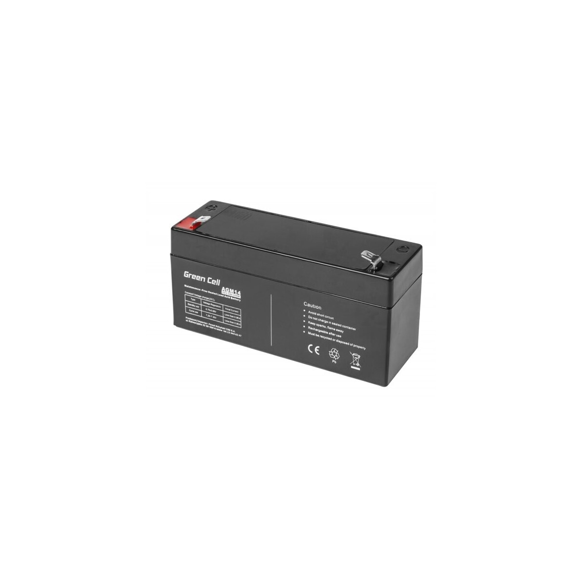 Green Cell AGM Batteri 6V 3.3Ah