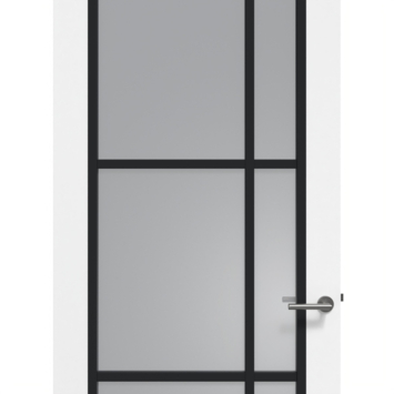 Arne & Bodil binnendeur ABD504 rook glas - wit afgelakt - glaslat diep zwart