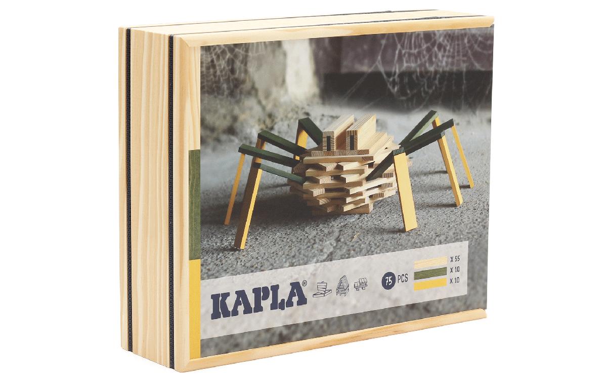Baukasten Spinne 75 Stk.Naturbelassene Kapla-Plättchen in Holzkiste
