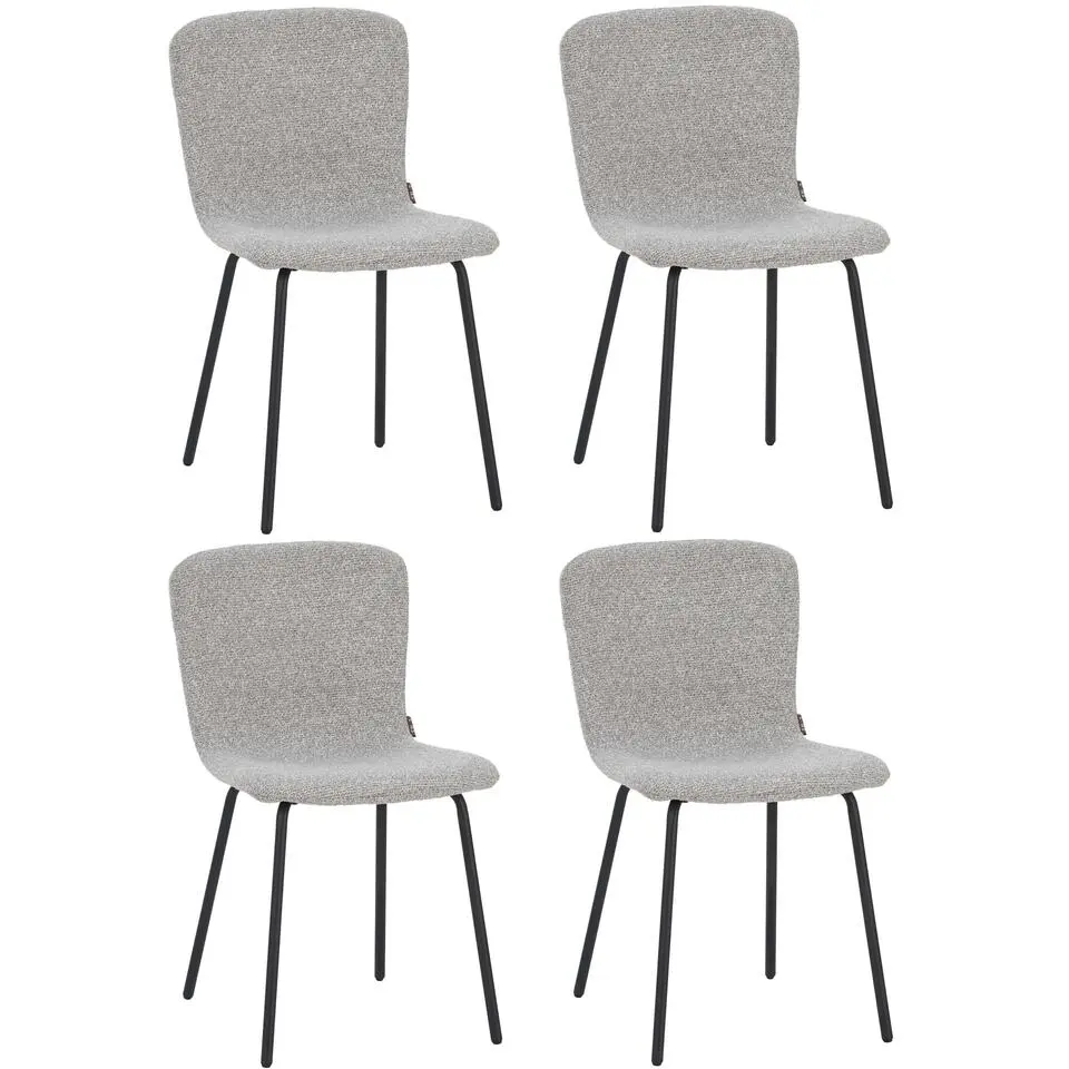 Luca Eetkamerstoel Grijs Stof - Set van 4