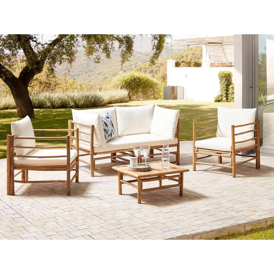 CERRETO - Loungeset 4-zits - Wit - Bamboehout