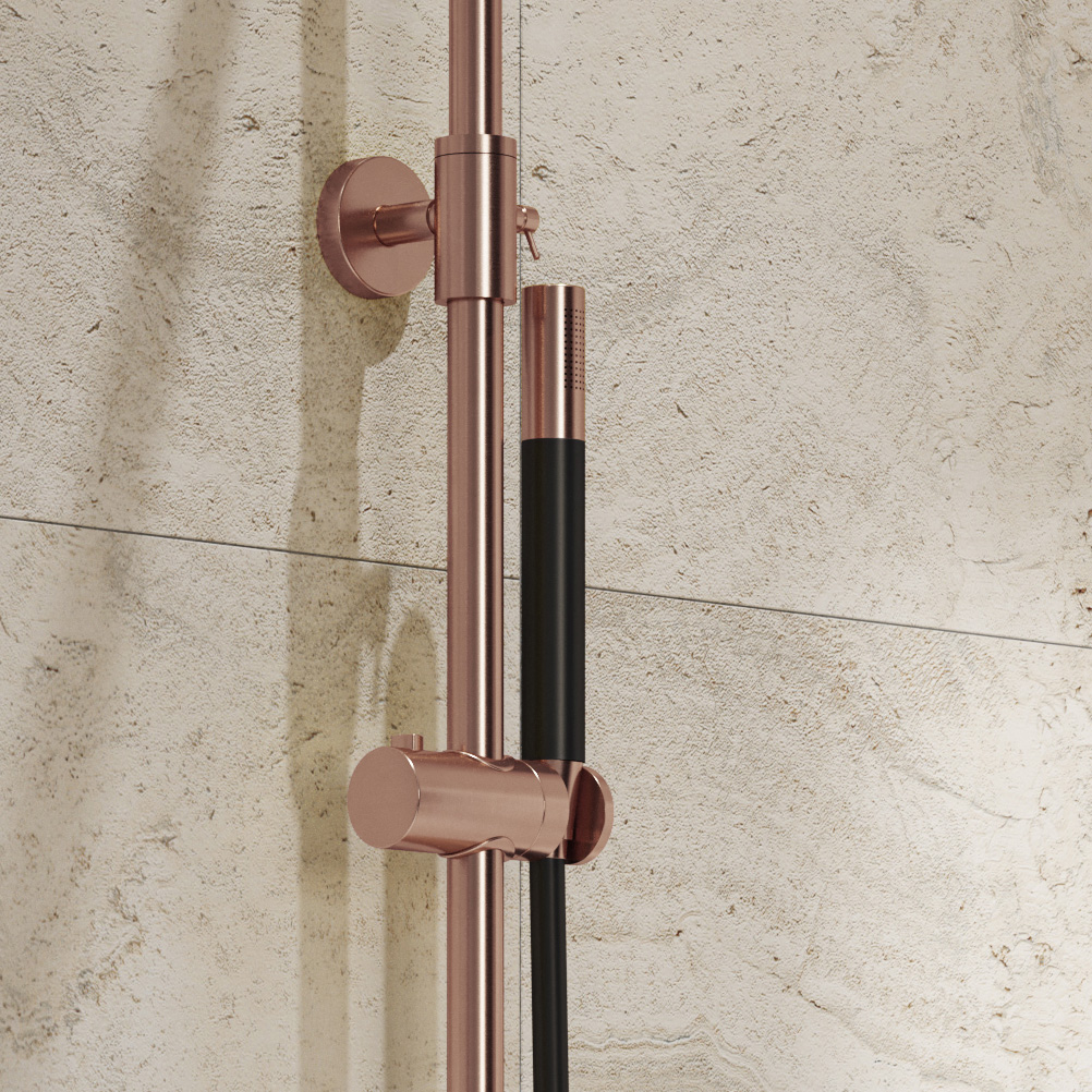 Saniclear Copper Curved Pro opbouw regendouche geborsteld koper met 20cm hoofddouche