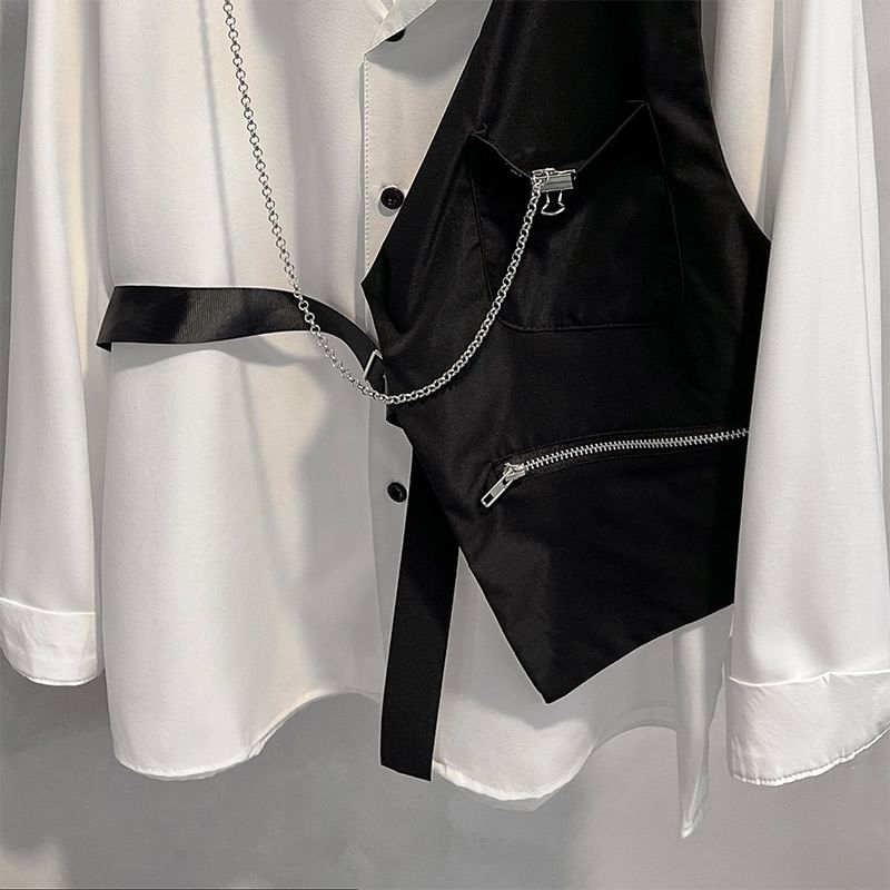 Whyessa - Vest met lange mouwen en kettingdetail
