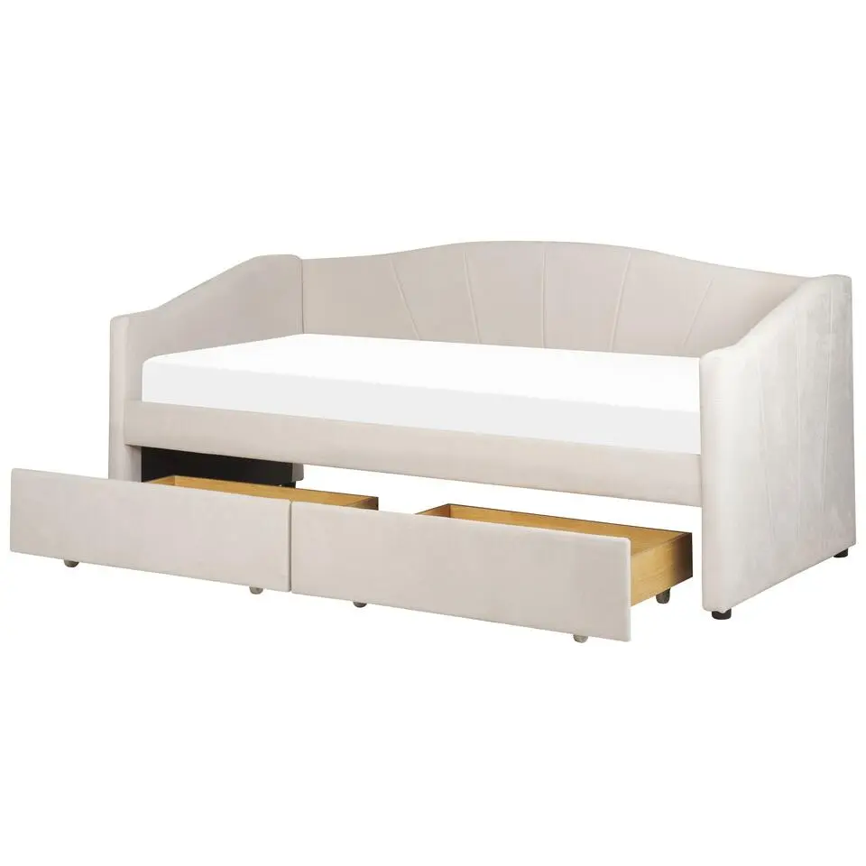 VITTEL - Bed met opberger - Beige - Polyester