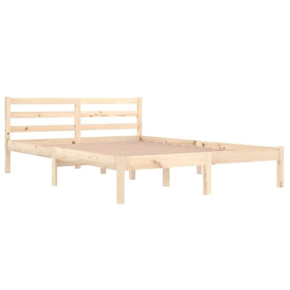 vidaXL - Bed frame met hoofdbord - Naturel - Massief grenenhout - 140x200 cm