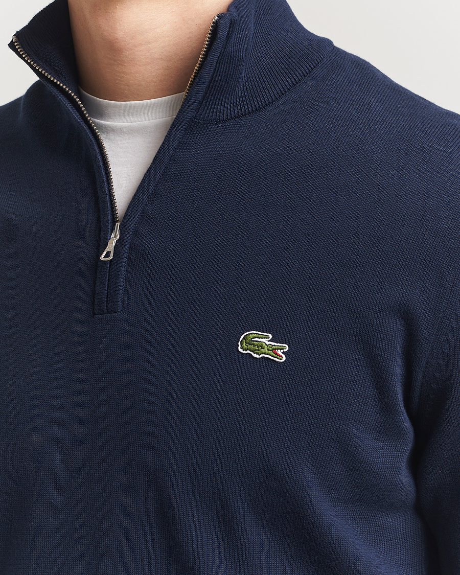 Lacoste Cotton Knitted Half Zip Navy