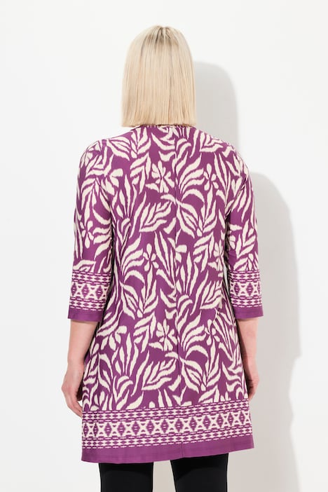 Longshirt, A-Linie, florales Muster, Saumbordüre