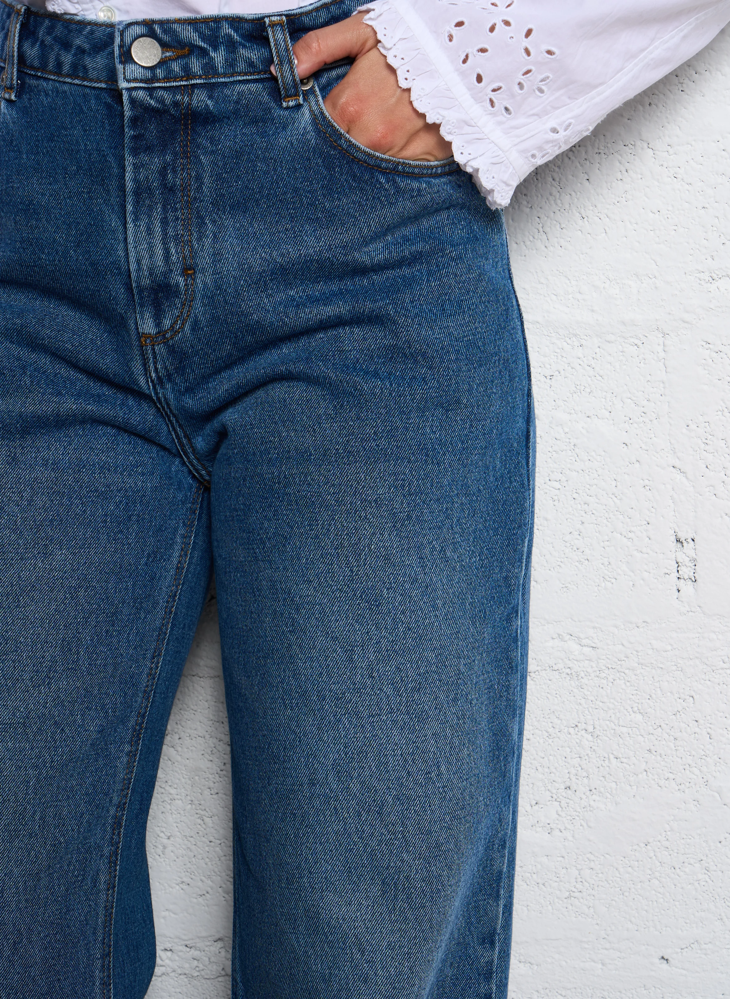CALVIN - Jean droit en coton | Bleu