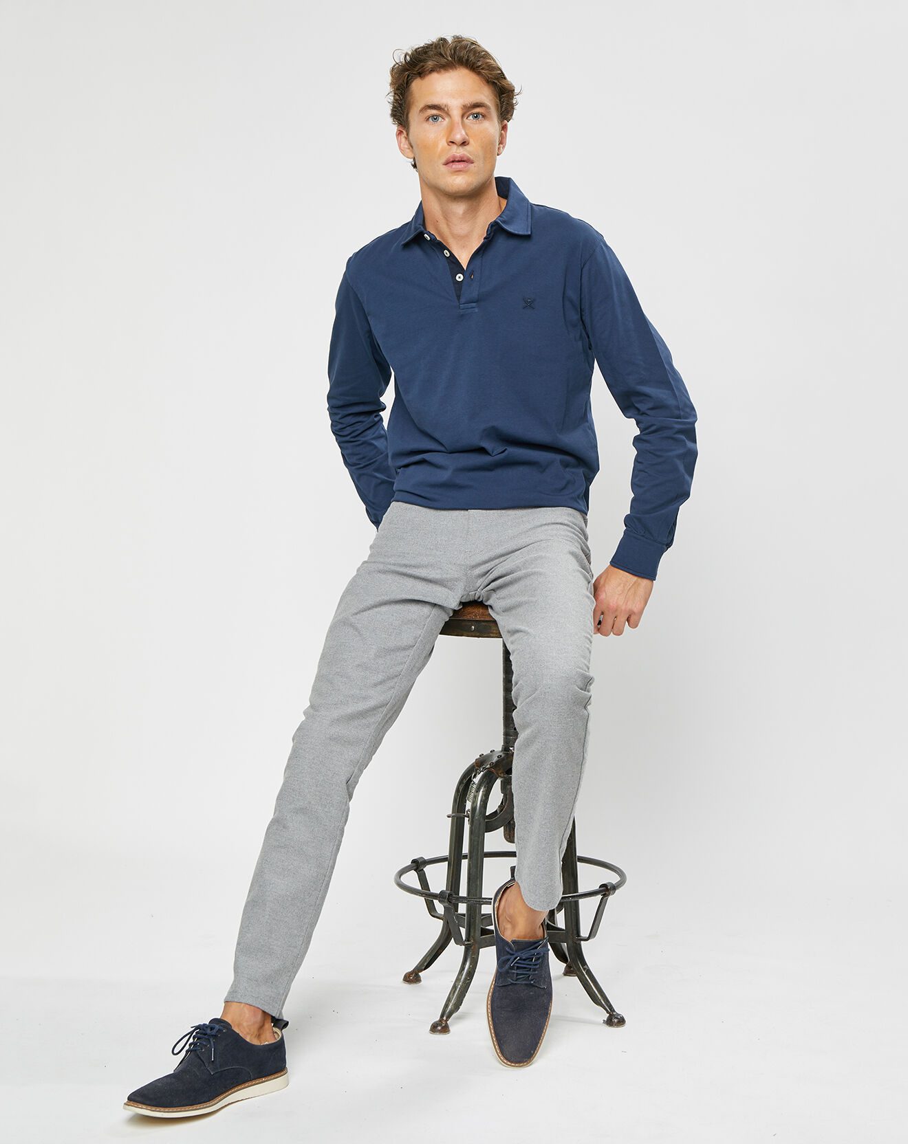 Hackett London Pantalon en Flanelle 5 Poches gris