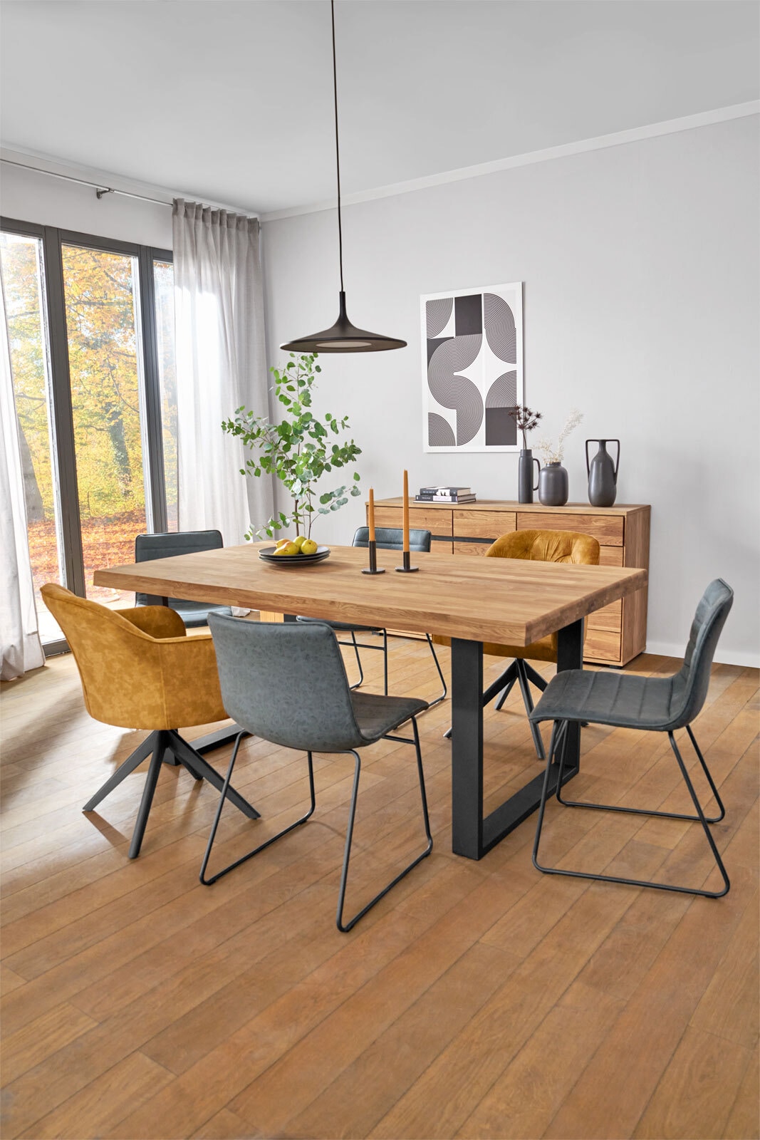 Sideboard LOLA 163 x 84 cm Eiche teilmassiv