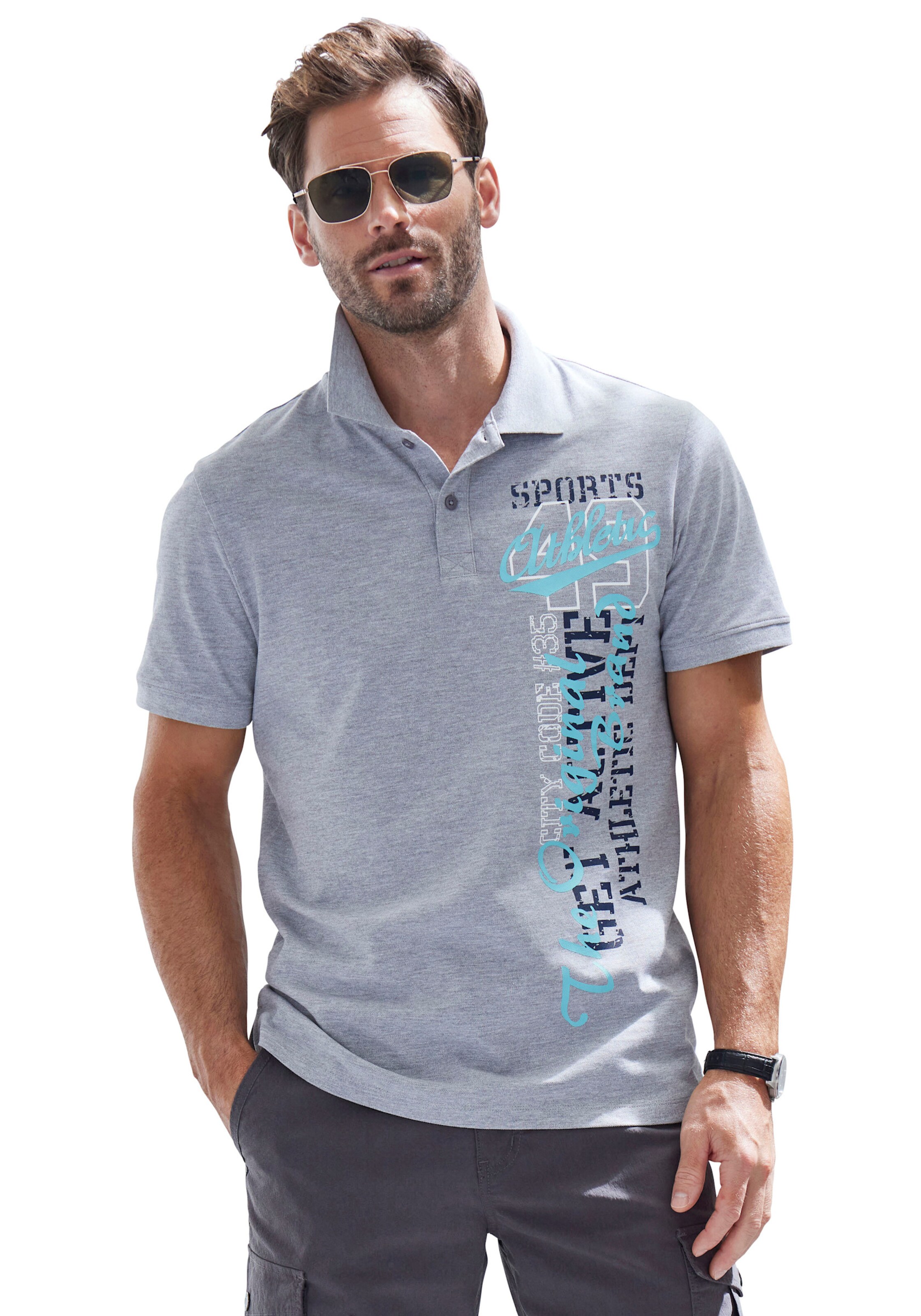 Poloshirt in grau meliert