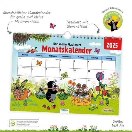Trötsch Der kleine Maulwurf Monatsterminer Monatskalender 2025