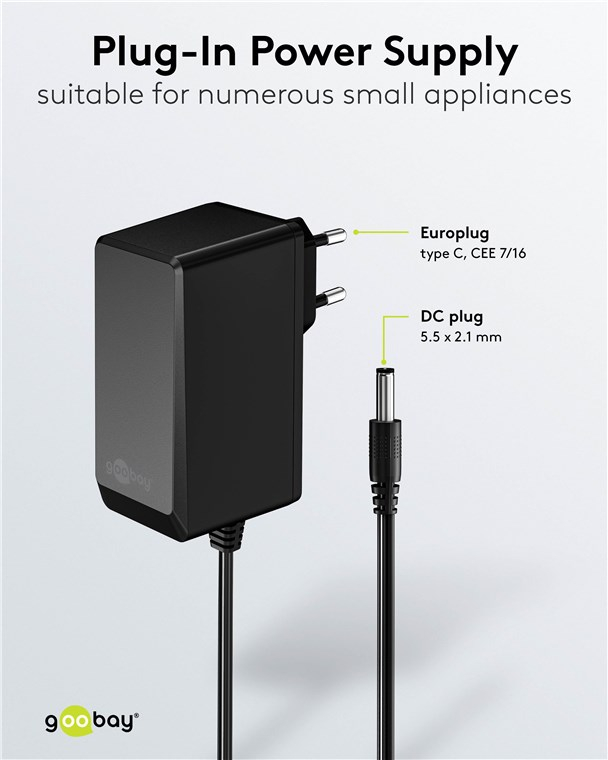 (27W/2.25A) Universal Ladegerät Netzteil AC/DC 12V (64979) - Schwarz