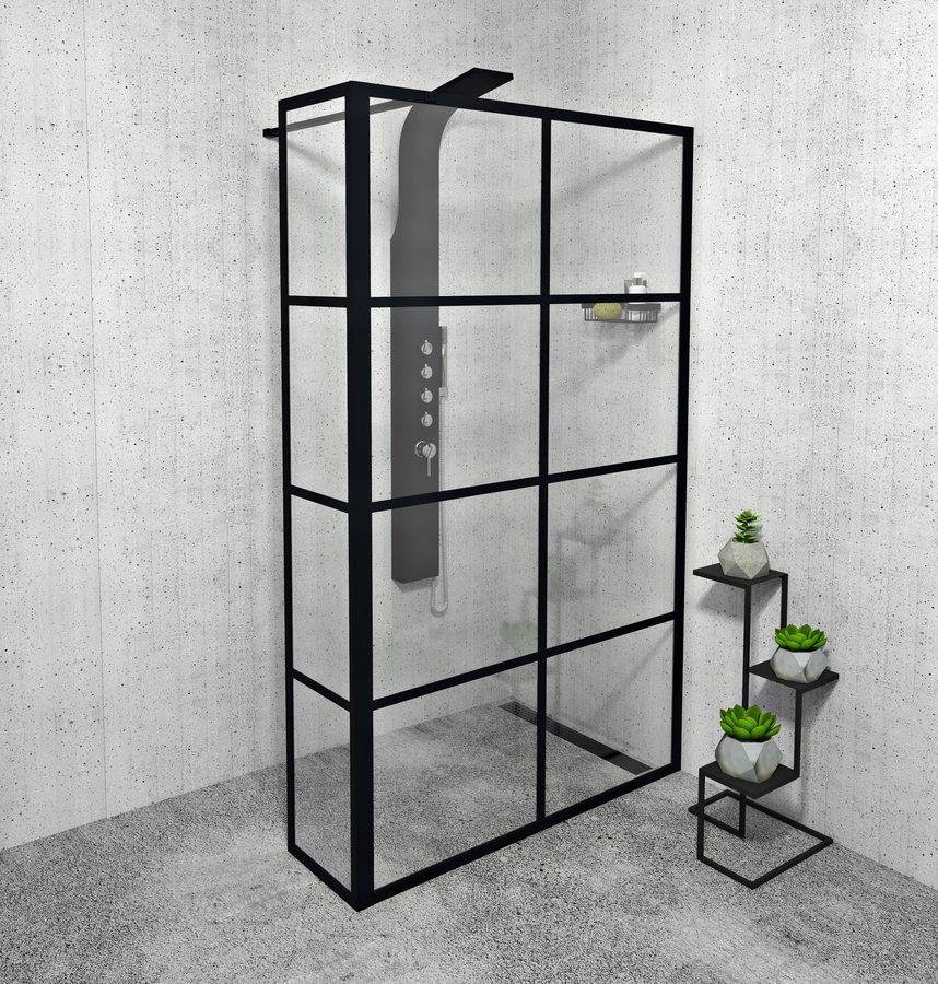 Gelco Cure Black zijwand mat zwart 35x200cm anti-kalk