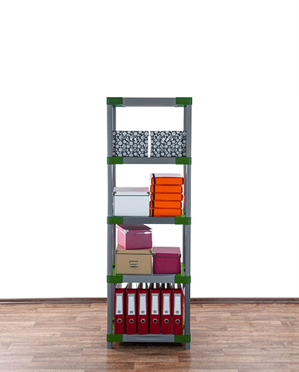 PROREGAL Plastic Plank Big Grey Bear Hoog HxBxD 180 x 60 x 46 cm Plank Draagvermogen 160 kg Grijs/Groen