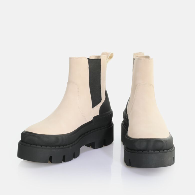 Raven Chelsea Bottines vegan, crèmenoir